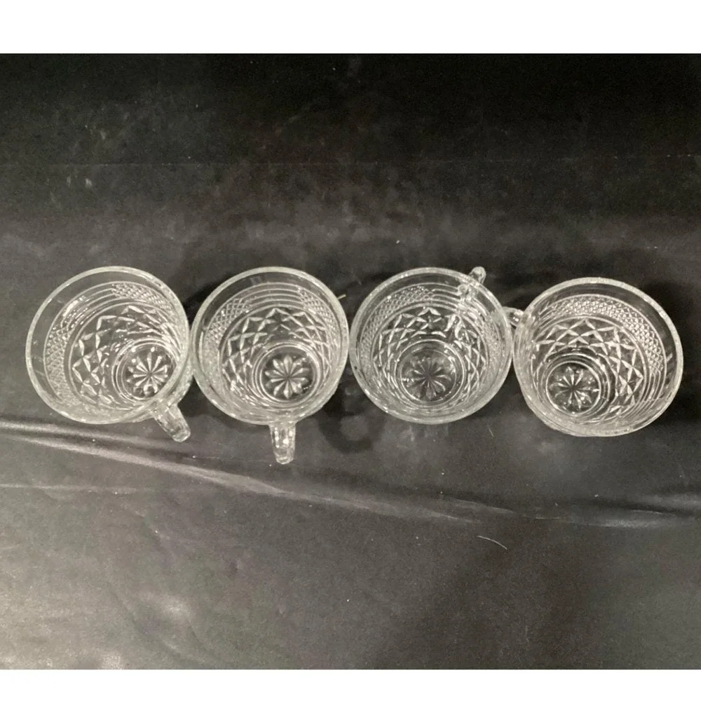 Vintage Anchor Hocking WEXFORD Clear Glass Punch Coffee Cups Set‎ of 4